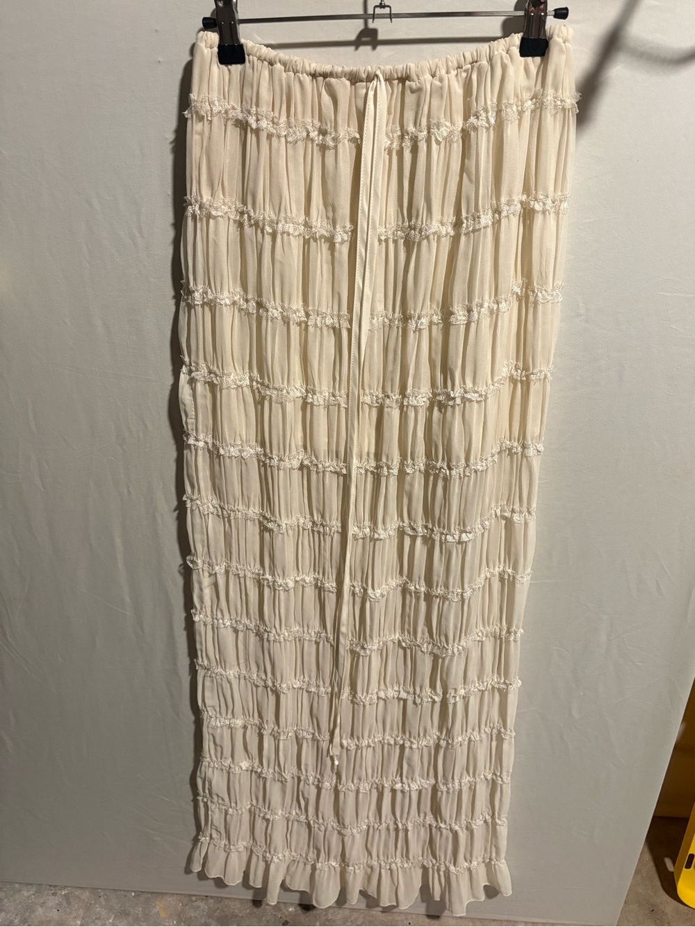 Tiered Cream Maxi Skirt with Elastic Waist
